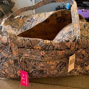 Vera Bradley medium duffel. Performance twill. Water resistant. Gray and navy.